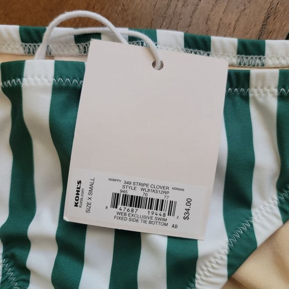 LC Lauren Conrad, Green & White Stripe Bikini Bottom - Picture 5 of 7
